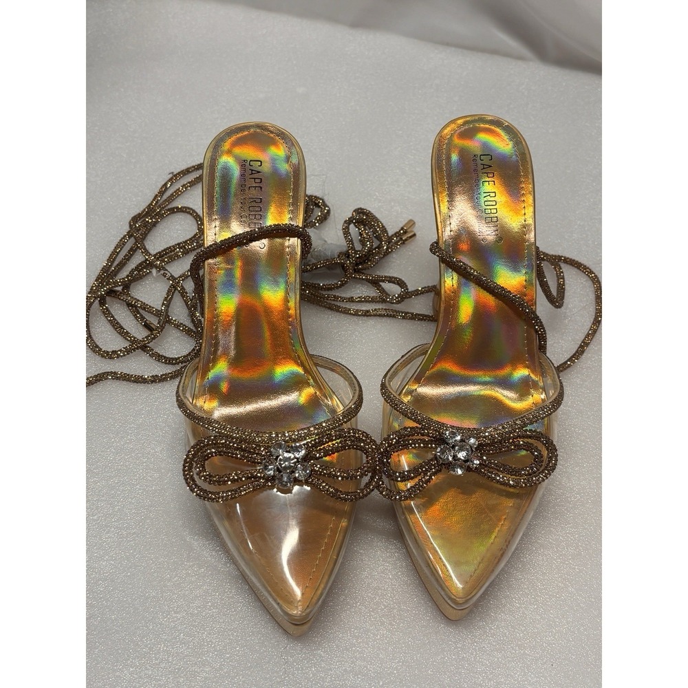 CAPE ROBBIN Rhinestone Clear Gladiator Stiletto WOMENS US SIZE 10